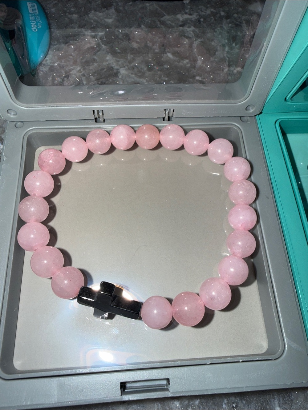 You choose Rose Quartz Stretch Beaded cross Bracelet - Picture 4 of 6
